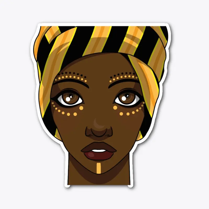 African Woman in Yellow Black Turban